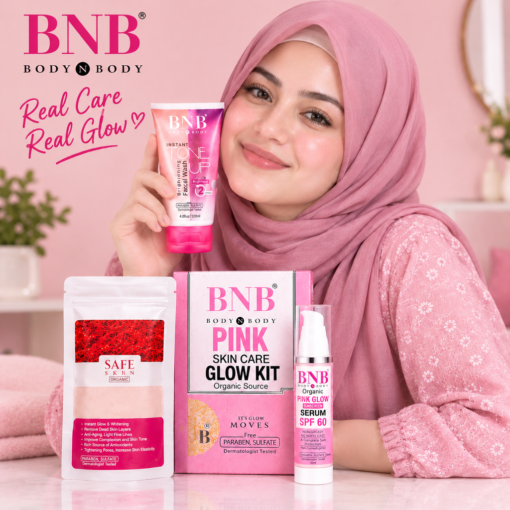 BNB Pink Face Glow Kit – 3-in-1 Tone Up Wash, Mask & SPF