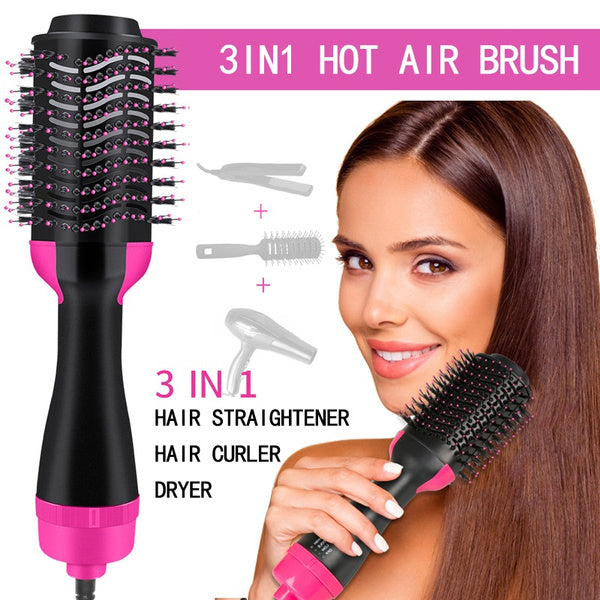Hot air brush styling smooth, voluminous hair